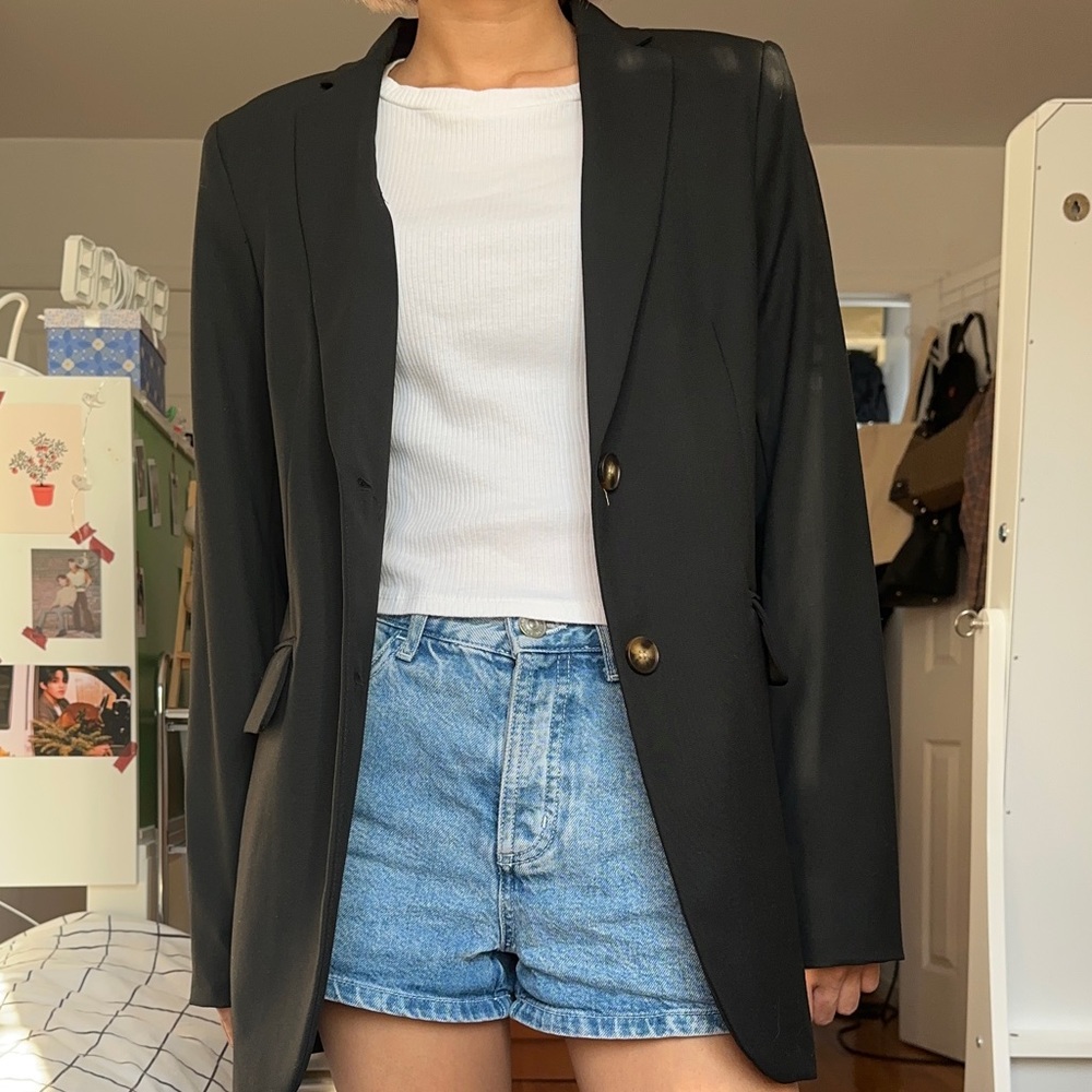 SALE 30% OFF MARKED DOWN PRICE- Single Breasted black blazer jacket